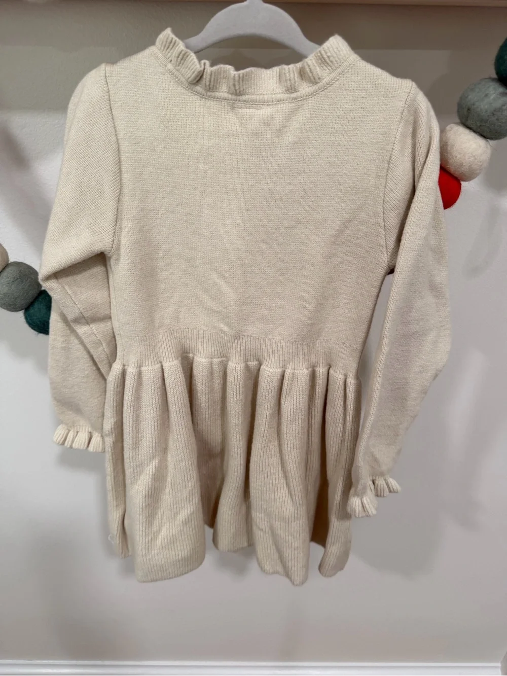 GAP Cream Ruffle-Neck Knit Dress for Girls